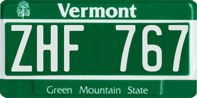 VT license plate ZHF767