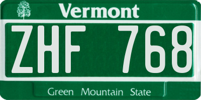VT license plate ZHF768