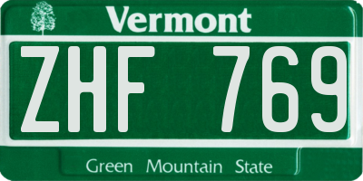 VT license plate ZHF769
