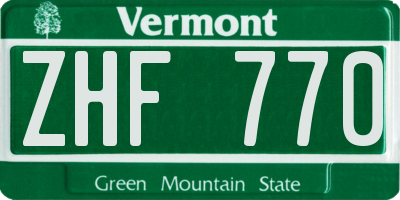 VT license plate ZHF770