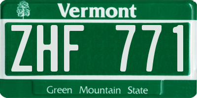 VT license plate ZHF771