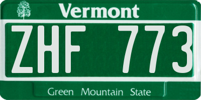 VT license plate ZHF773