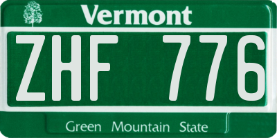 VT license plate ZHF776