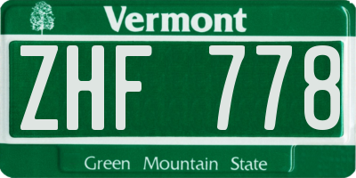 VT license plate ZHF778
