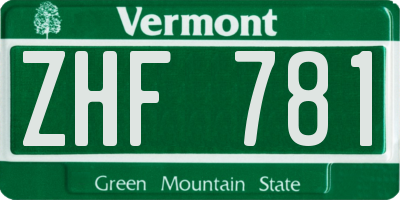 VT license plate ZHF781