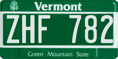 VT license plate ZHF782