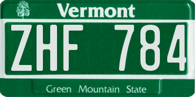 VT license plate ZHF784