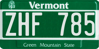 VT license plate ZHF785
