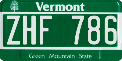 VT license plate ZHF786