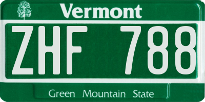 VT license plate ZHF788