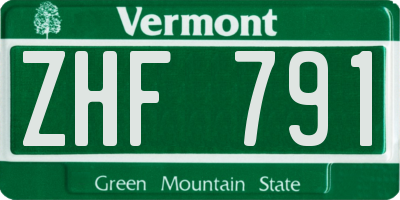VT license plate ZHF791