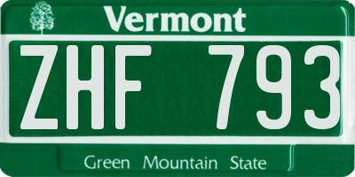 VT license plate ZHF793