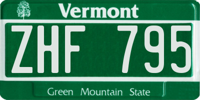 VT license plate ZHF795