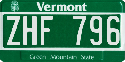 VT license plate ZHF796
