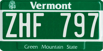 VT license plate ZHF797