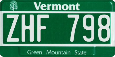 VT license plate ZHF798