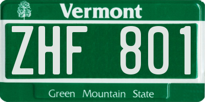 VT license plate ZHF801