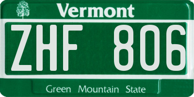 VT license plate ZHF806