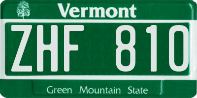VT license plate ZHF810