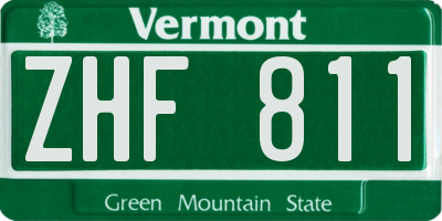 VT license plate ZHF811