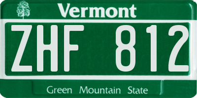 VT license plate ZHF812