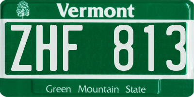 VT license plate ZHF813