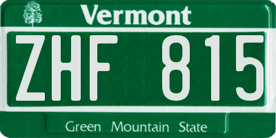 VT license plate ZHF815