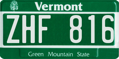 VT license plate ZHF816