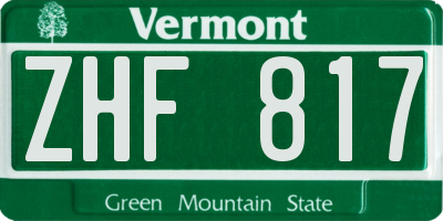 VT license plate ZHF817