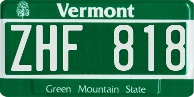 VT license plate ZHF818