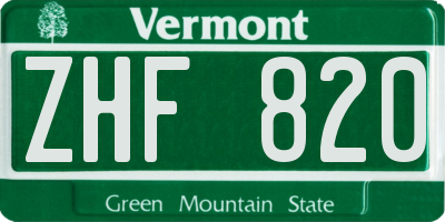 VT license plate ZHF820