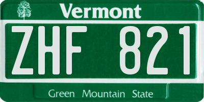VT license plate ZHF821