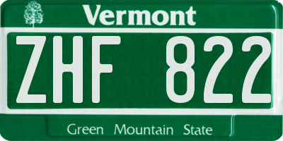 VT license plate ZHF822