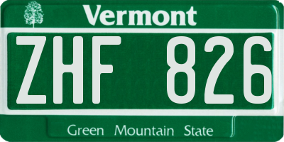 VT license plate ZHF826