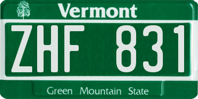 VT license plate ZHF831