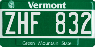 VT license plate ZHF832