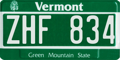 VT license plate ZHF834