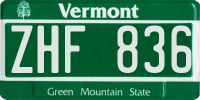 VT license plate ZHF836