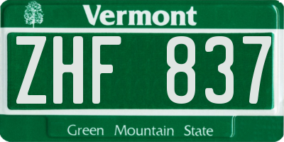VT license plate ZHF837