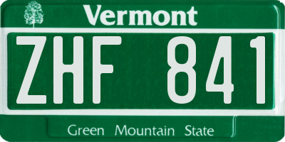 VT license plate ZHF841