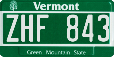 VT license plate ZHF843