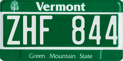 VT license plate ZHF844