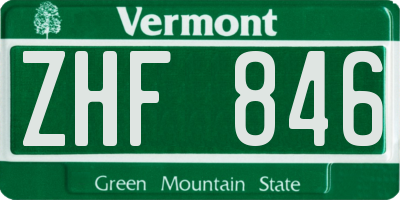 VT license plate ZHF846