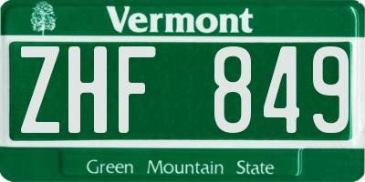 VT license plate ZHF849