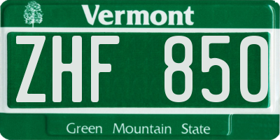 VT license plate ZHF850