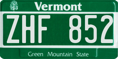 VT license plate ZHF852