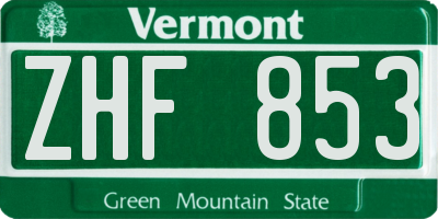 VT license plate ZHF853