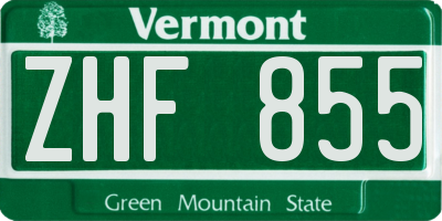 VT license plate ZHF855