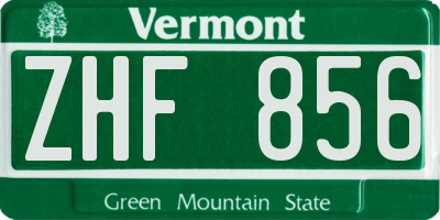 VT license plate ZHF856
