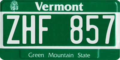 VT license plate ZHF857